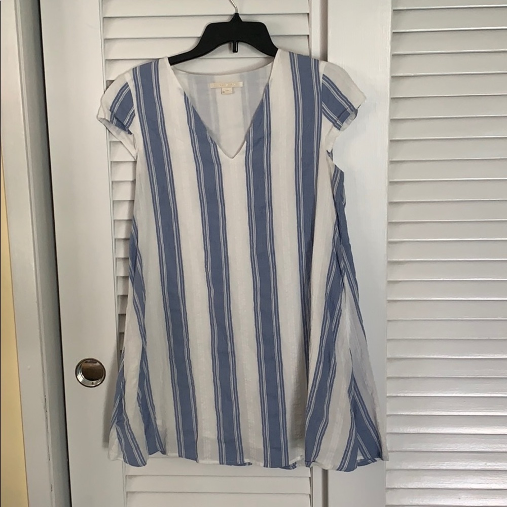 Cooper & Ella blue and white striped shift dress
